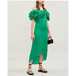 Maje Cold Shoulder green maxi dress, size s, like new